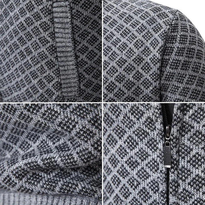 Gerippte Strickjacke mit Reißverschluss für Herren