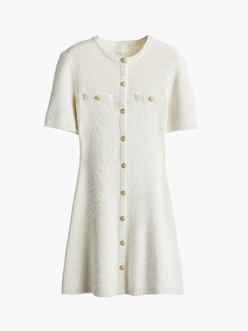 Knopfleiste Minikleid Kurzarm für Damen