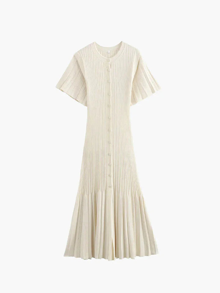Geripptes Midikleid mit Knopfleiste für Damen