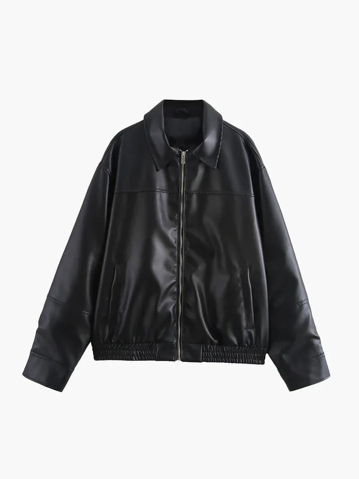 Kunstleder Reißverschlussjacke für Damen