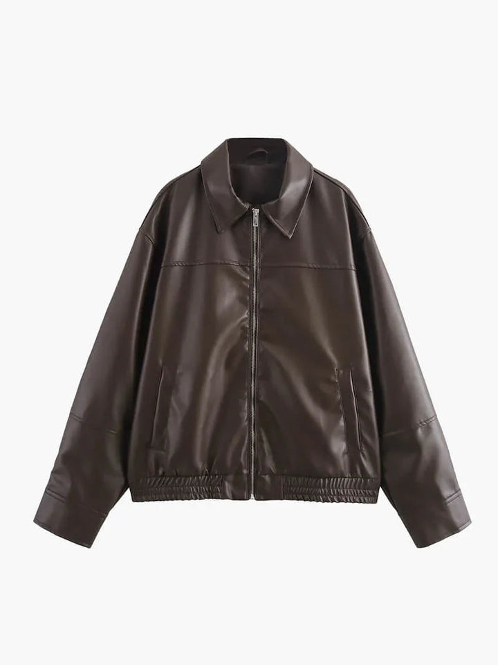 Kunstleder Reißverschlussjacke für Damen