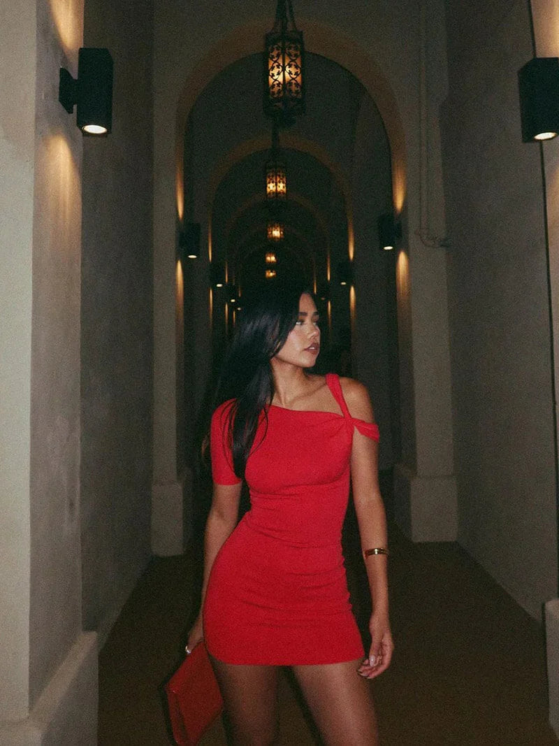 Asymmetrisches Minikleid mit Träger für Damen