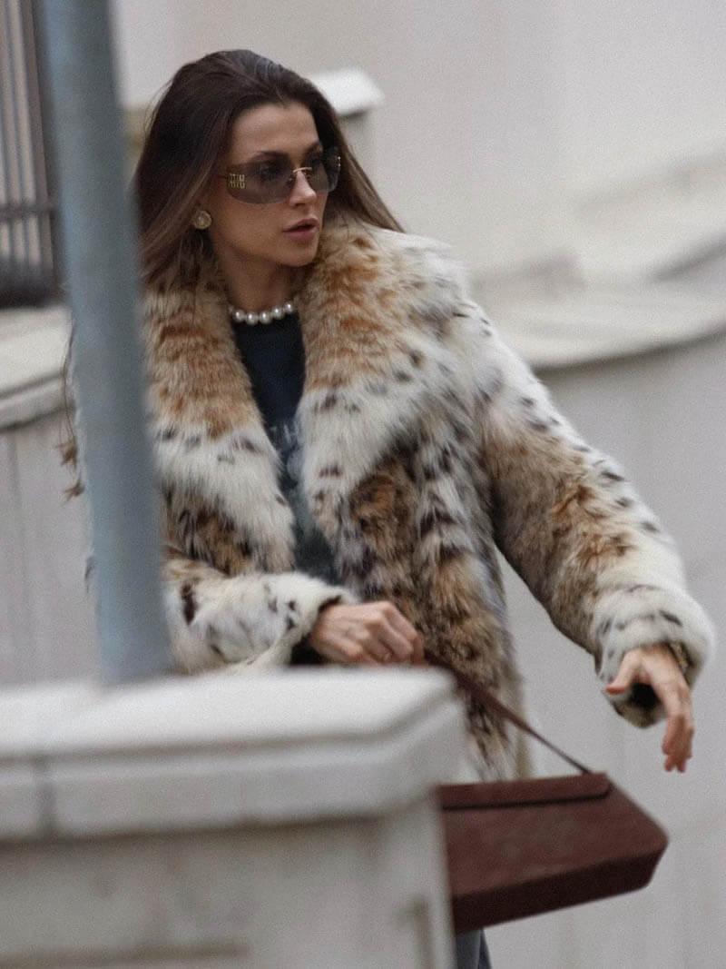 Animal-Print Kunstpelzjacke für Damen