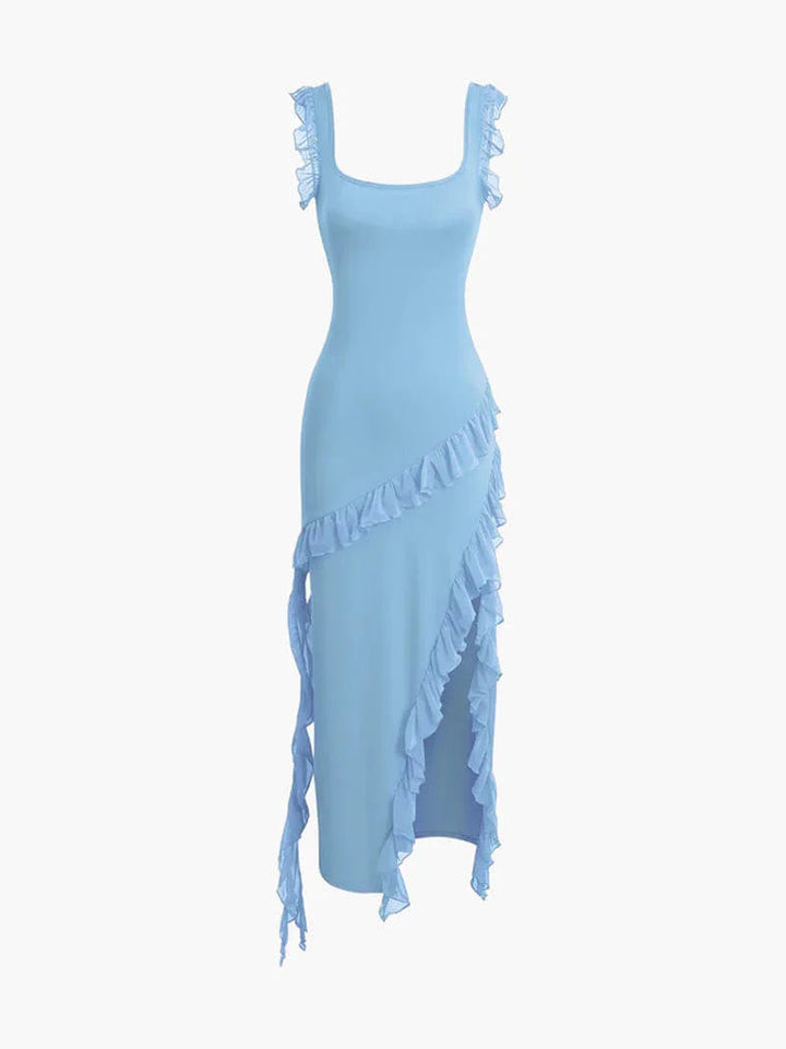 Ärmelloses Rüschenmaxikleid für Damen