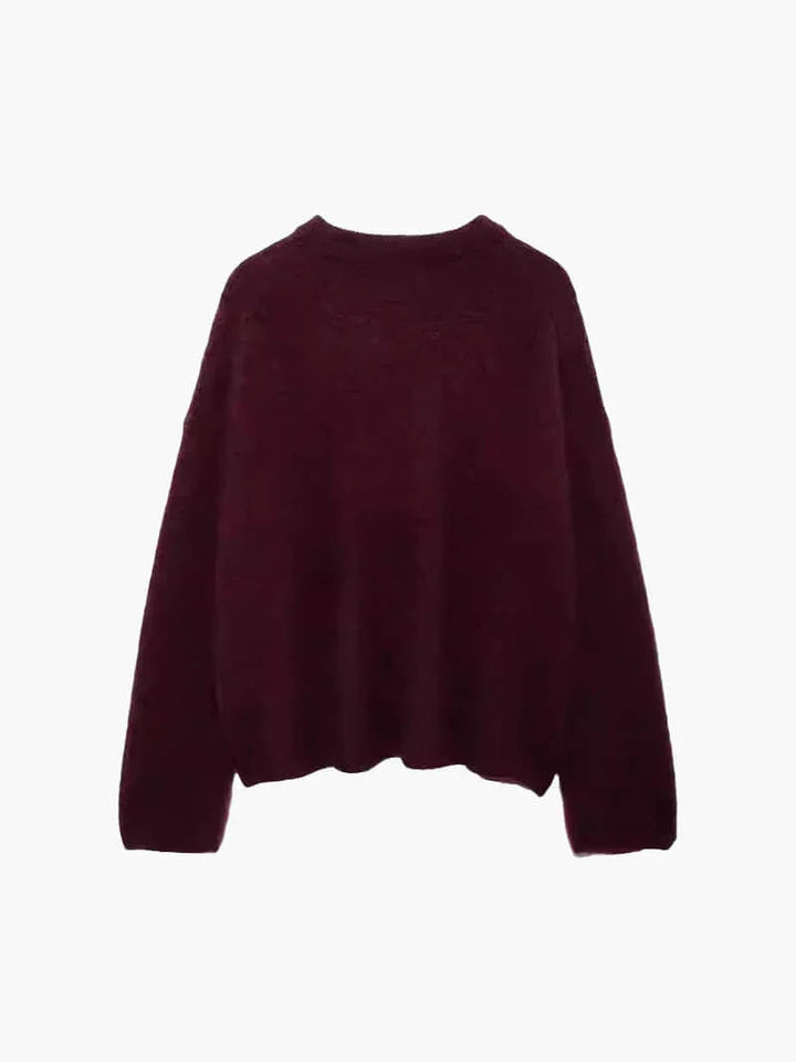 Unifarbener Strickpullover für Damen