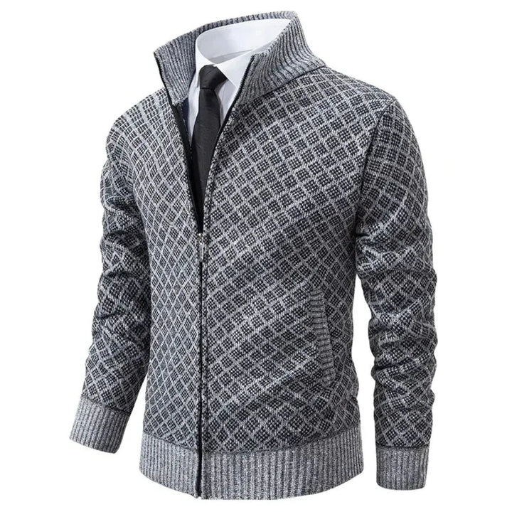 Gerippte Strickjacke mit Reißverschluss für Herren