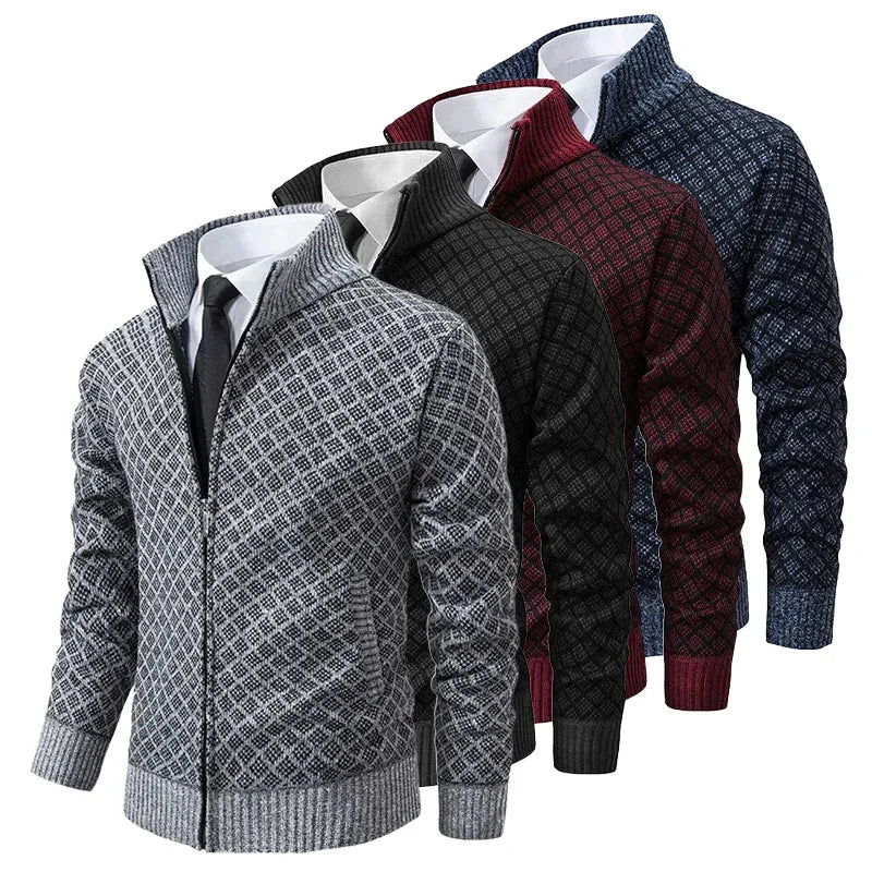 Gerippte Strickjacke mit Reißverschluss für Herren
