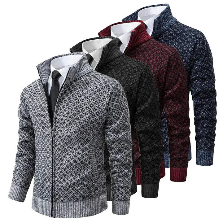 Gerippte Strickjacke mit Reißverschluss für Herren