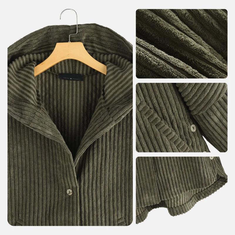 Kapuzencordmantel mit Taschen für Damen