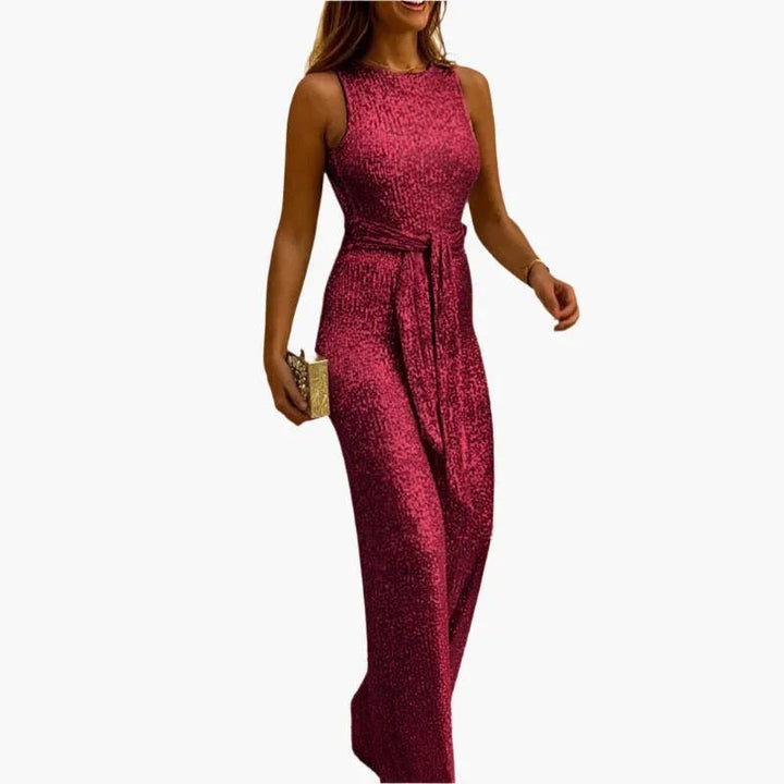 Ärmelloser Pailletten Overall für Damen